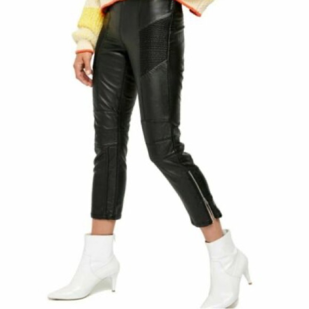 Free People Kaelin Moto Skinny Black Vegan Leather Pants